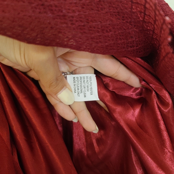 Mac Duggal | Floral Applique A-line Evening Gown in Burgundy Style 11152 Size 12 - Picture 8 of 15